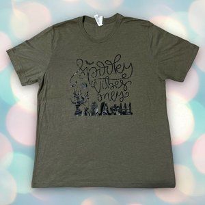 “Spooky Vibes Only” Women’s Green and Black Halloween Tee Shirt Top Size XL